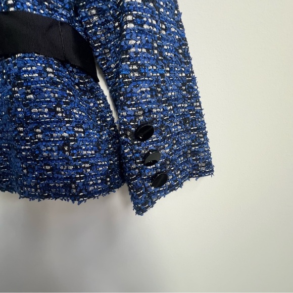 Kate Spade TAVI Jacket Rendezvous Blue Tweed Boucle Silver Lining Tinsel Tweed 4 - Picture 11 of 15